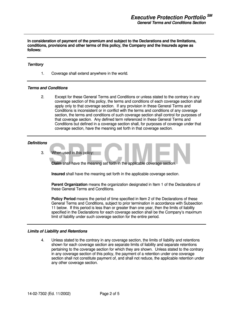 Executive Protection Portfolio SM  Form