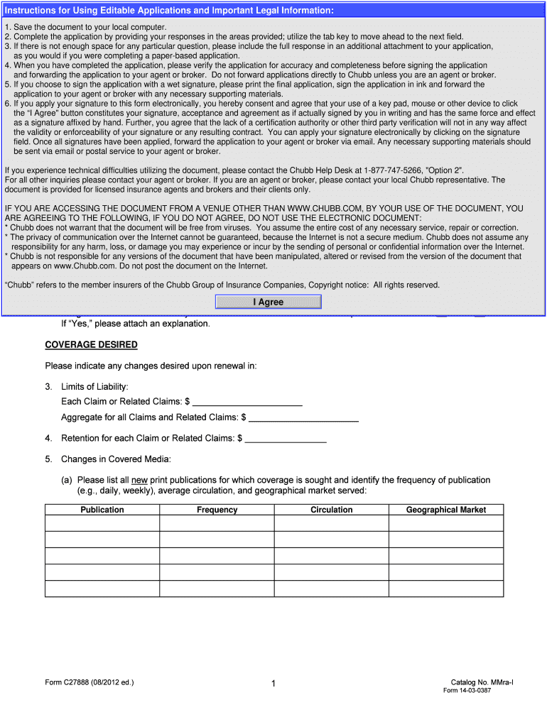 RENEWAL APPLICATION for MULTIMEDIA LIABILITY INSURANCE  Form