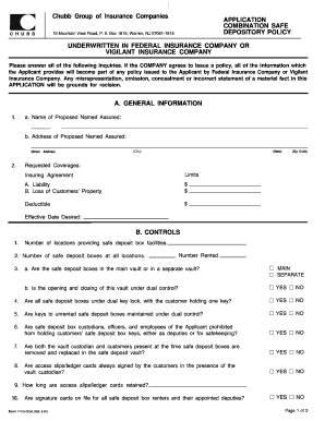  Chubb Renewal Application Financial Institution Bond Brokers Form 1991-2024