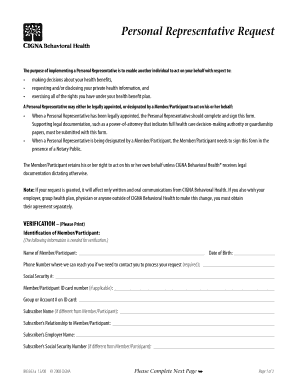Personal Representative Document  Form