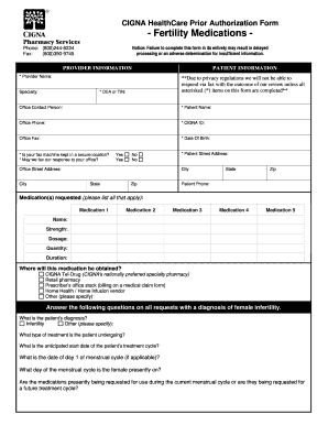 Fertility Medications Cigna  Form