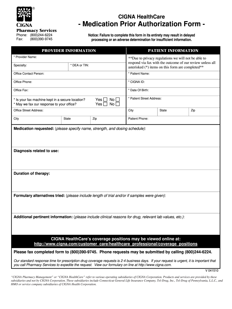  Cigna Prior Auth Form 2010-2024