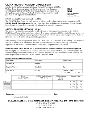 Cigna Provider Change of Address Form