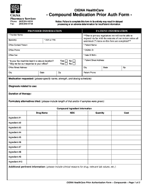 Cigna Prior Auth Form for Injectable Medication