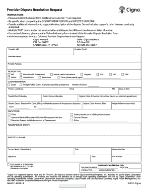 Cigna Dispute Resolution Form