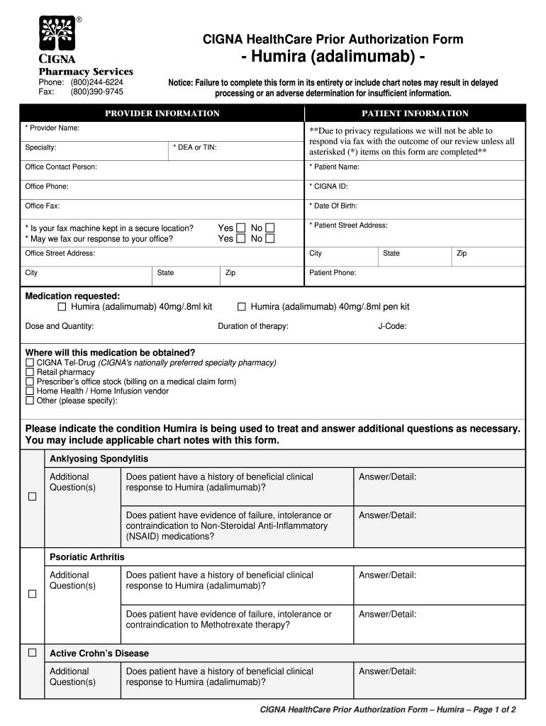  Cigna Prior Authorization Form 2010-2023