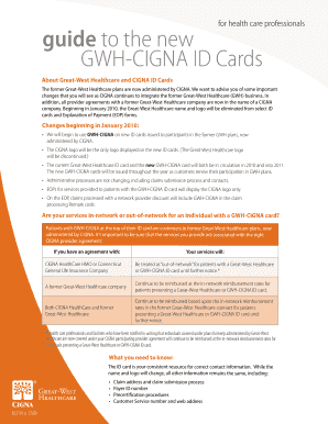 Guide to the New GWH CIGNA ID Cards  Form