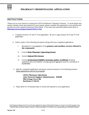  Cigna Pharmacy Credentialing Application Form 2008