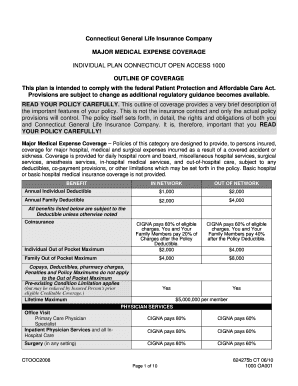 Connecticut General Life Insurance Company MAJOR M Cigna  Form