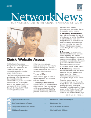 Network News July CIGNA Logo Click for Home Page  Form