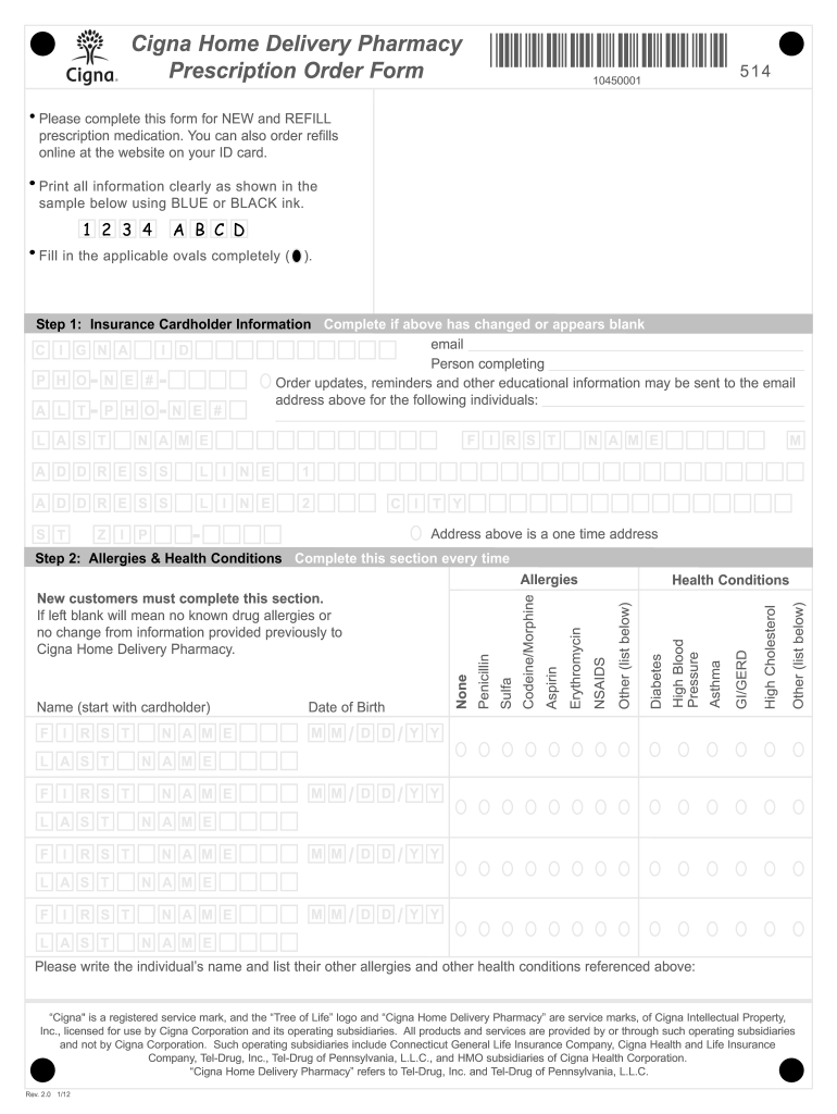  Cigna Home Delivery Pharmacy 2012-2024