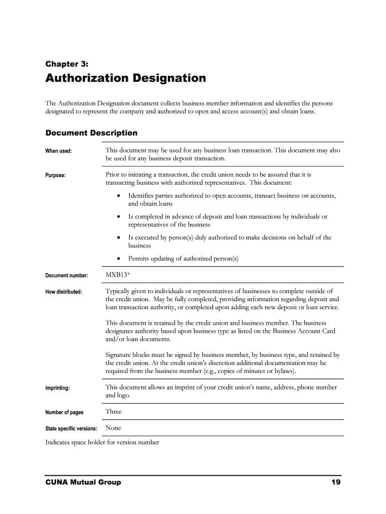 Authorization Designation  CUNA Mutual Group  Form
