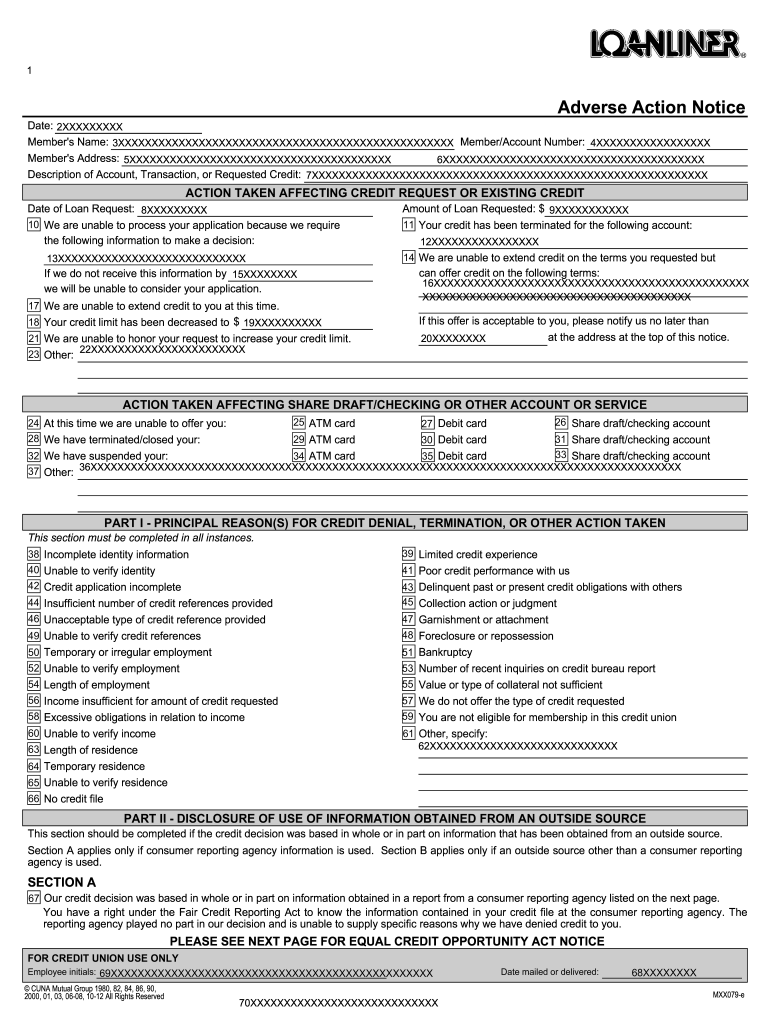 Adverse Action Notice Form