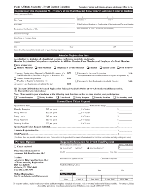 Fund Affiliate Assembly Hyatt Weston Location Registration Form
