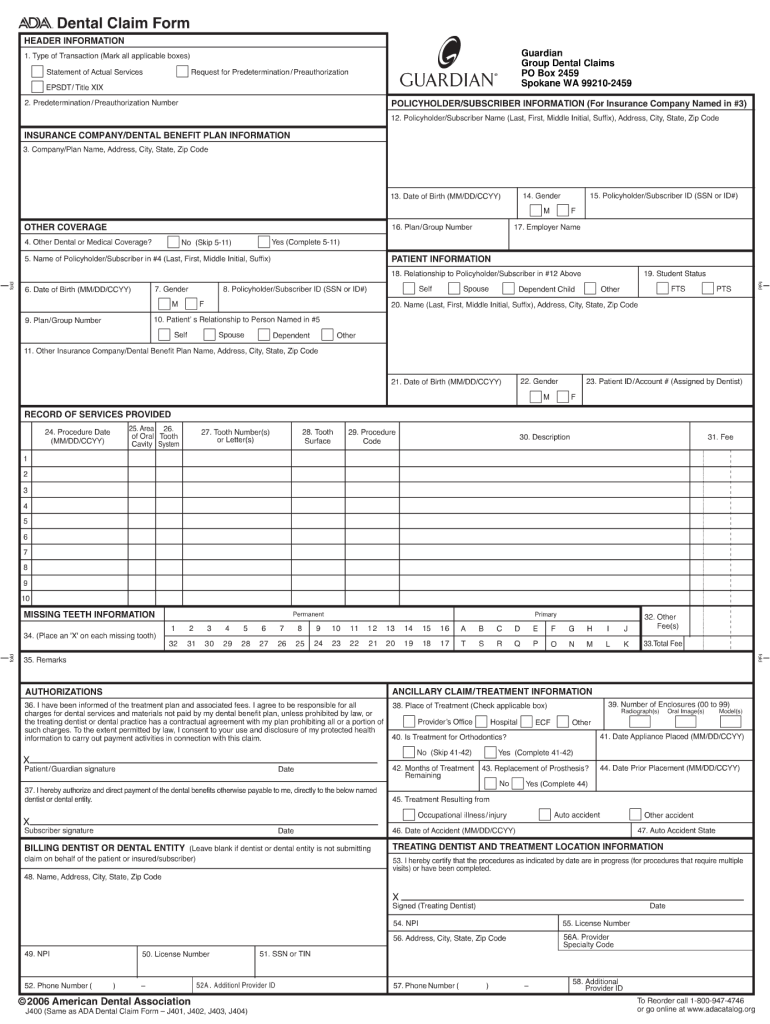  Guardian Dental Claim Form 2006-2024