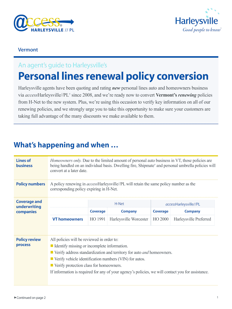 Personal Lines Renewal Policy Conversion  Harleysville Group Inc  Form