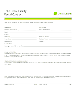 John Deere Rental Agreement Form