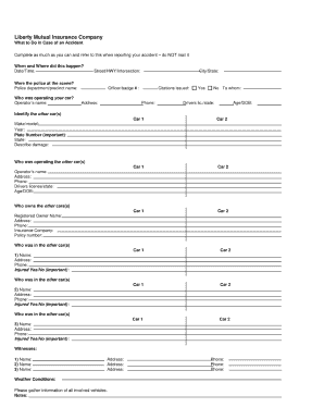 Liberty Mutual Accident Report Form