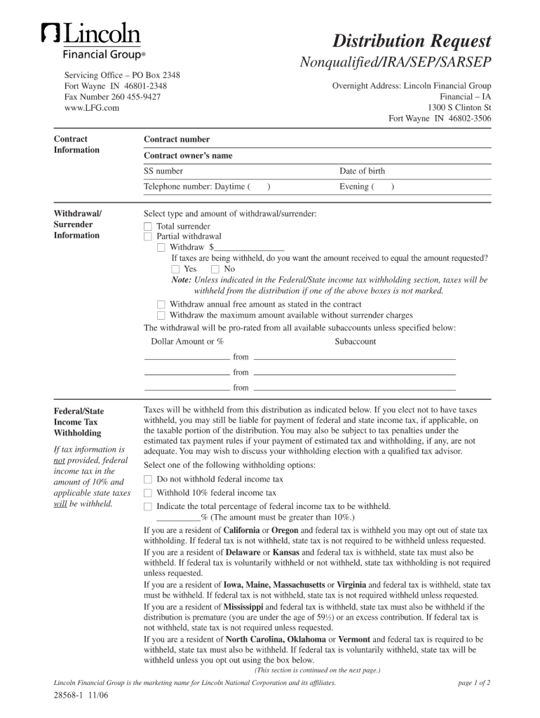  Lincoln Financial 401k Withdrawal Form 2006-2024