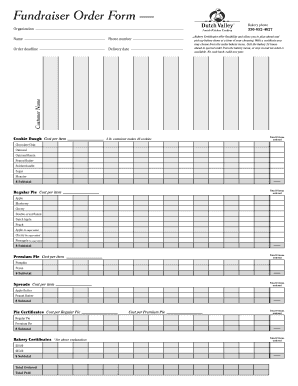 Fill in the Blank Bakery Plan  Form