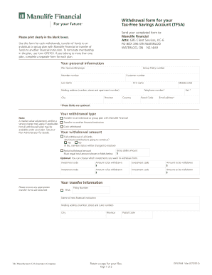 Manulife Withdrawal Form