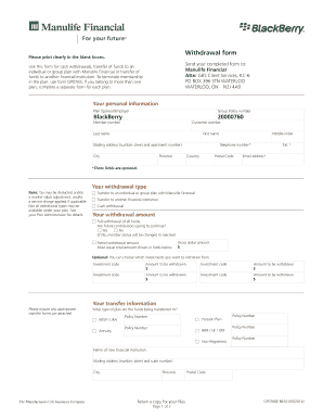 Manulife Resp Withdrawal Form