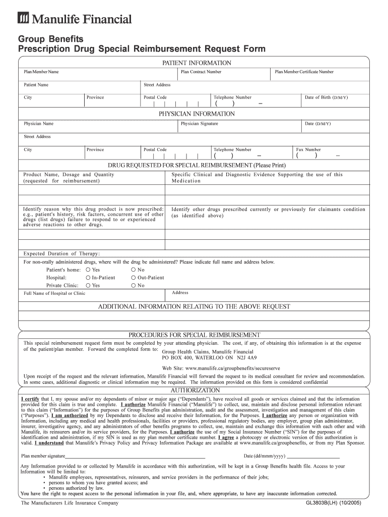 Manulife Gl3803b Form