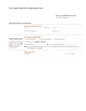 Authorization Template Rrsp Payroll Deduction Form