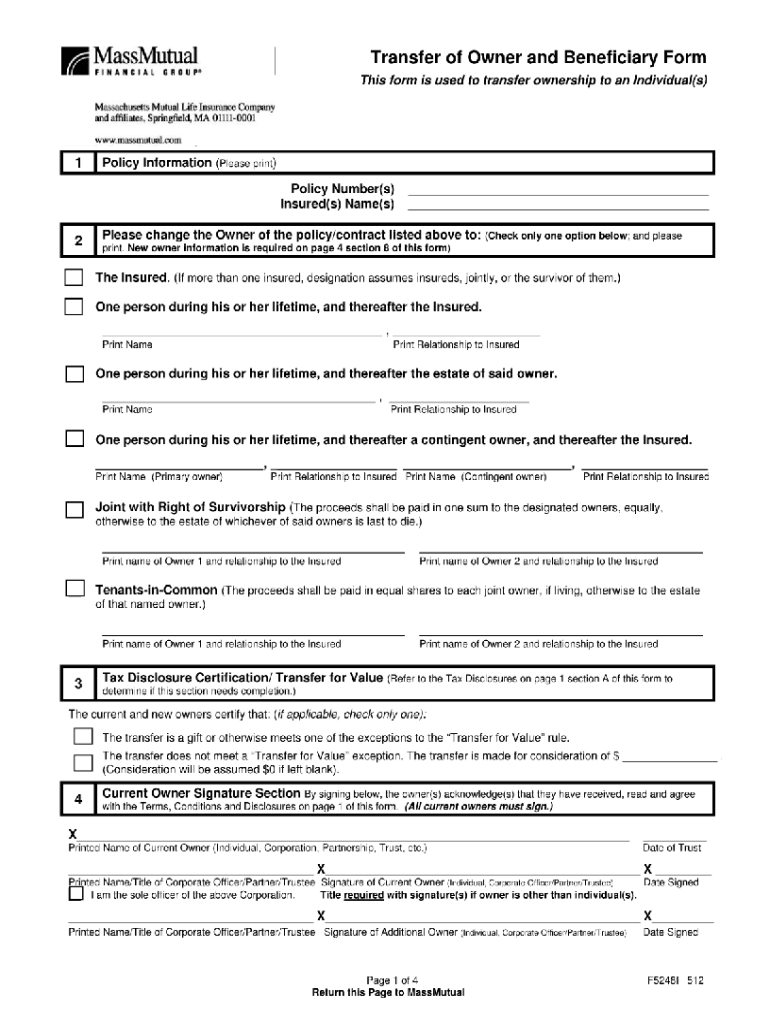 Massmutual Change of Ownership Form