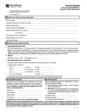  Massmutual Request to Surrender Policy Qualified Plan Form 2014