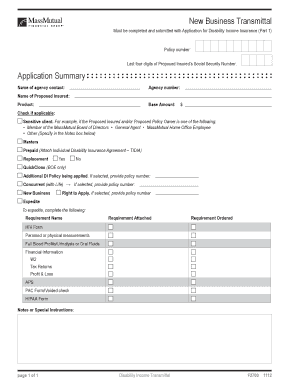 Disability Income Insurance New Business Application Package Minnesota  Form