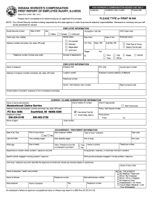 Indiana Workers Compensation First Report Form