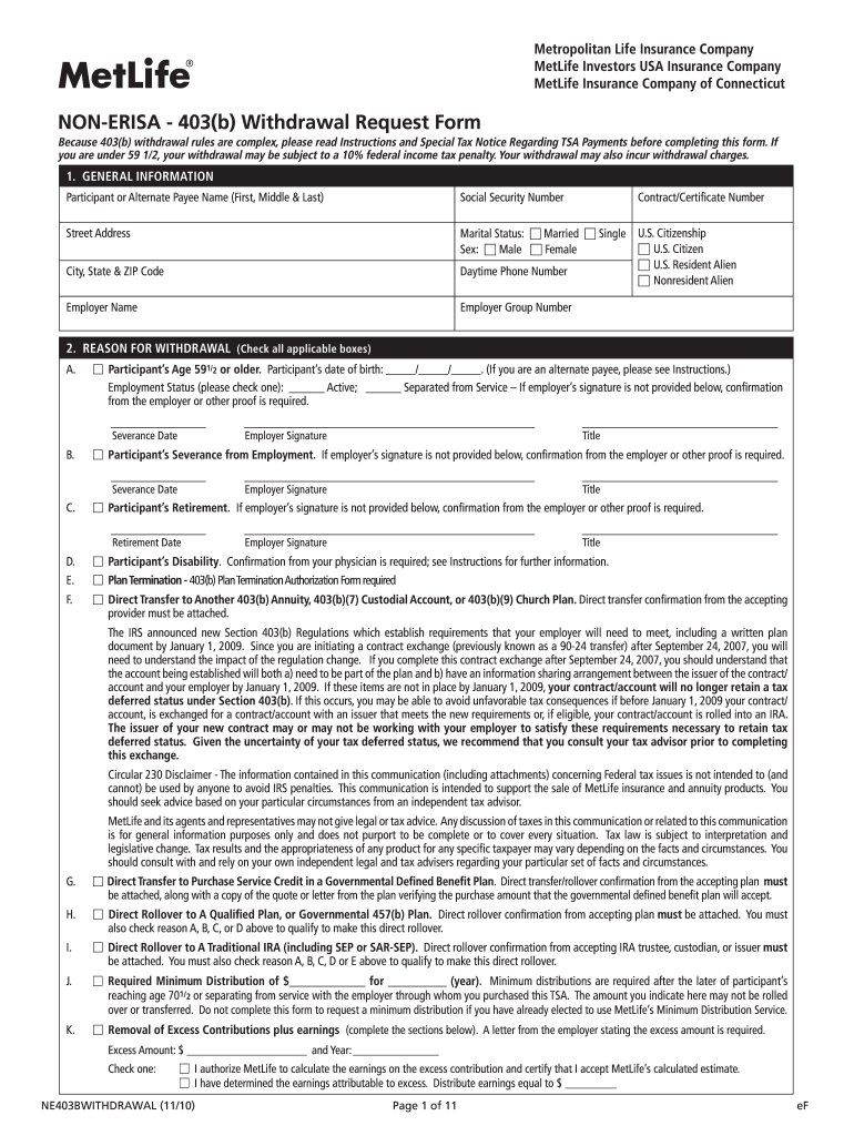 Termination Form of Metlife Alico