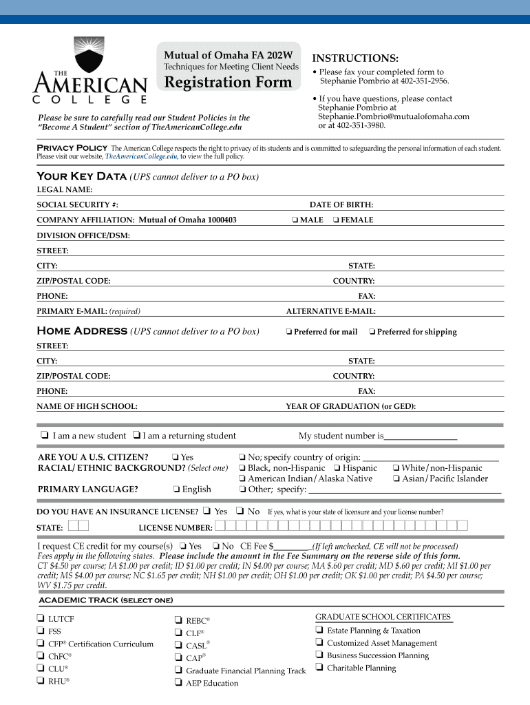 Registration Form  Mutual of Omaha