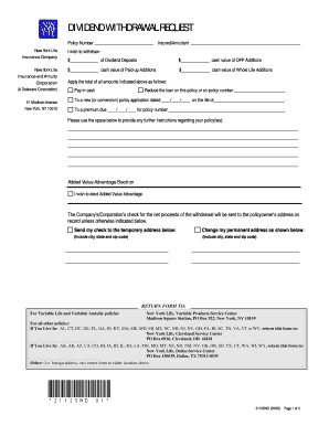 New York Life Withdrawal Form