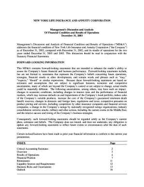 NEW YORK LIFE INSURANCE and ANNUITY CORPORATION Management&#039;s  Form