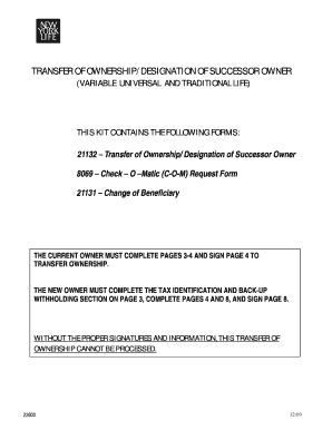 New York Life Transfer of Ownership Form