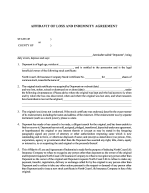 Affidavit of Indemnity Sample  Form