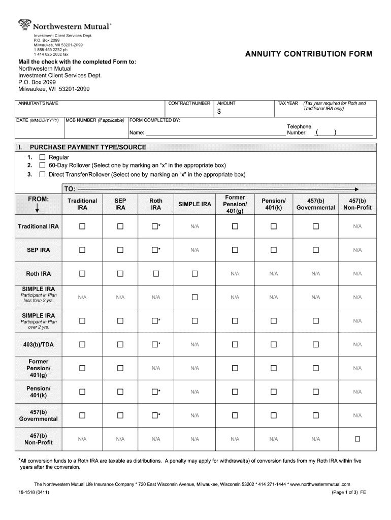  Northwestern Mutual Annuity Surrender Form 2011-2024