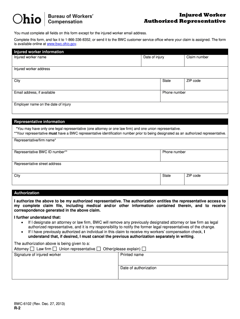  Bwc Form R 2 Fillable 2013