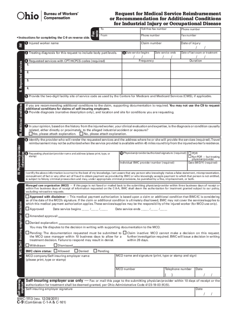  Blank Bwc C9 Forms 2011-2024