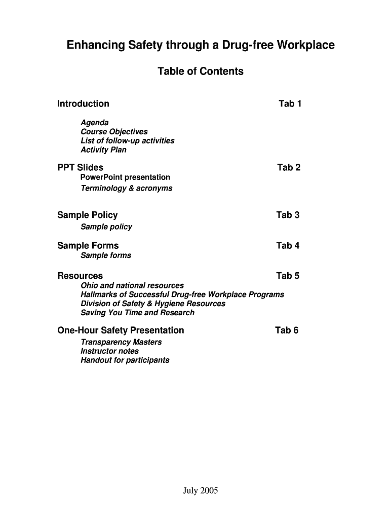 Enhancing Safety through a Drug Workplace OhioBWC  Form