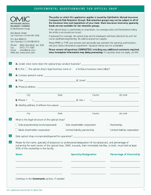 Optical Workshops Questionear Sample  Form