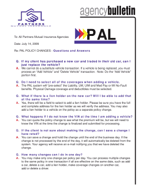 Pals Insurance  Form