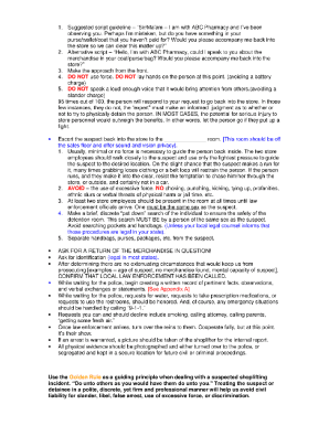 Shoplifting Incident Report  Form