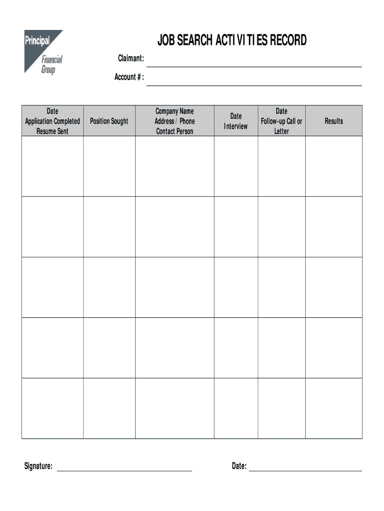 Job Search Log Template PDF  Form