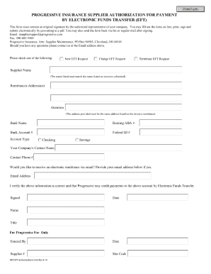 Progressive Eft Form