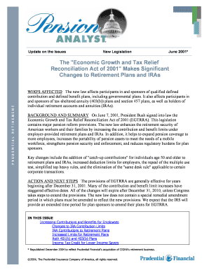 The Economic Growth and Tax Relief Reconciliation Act Prudential  Form