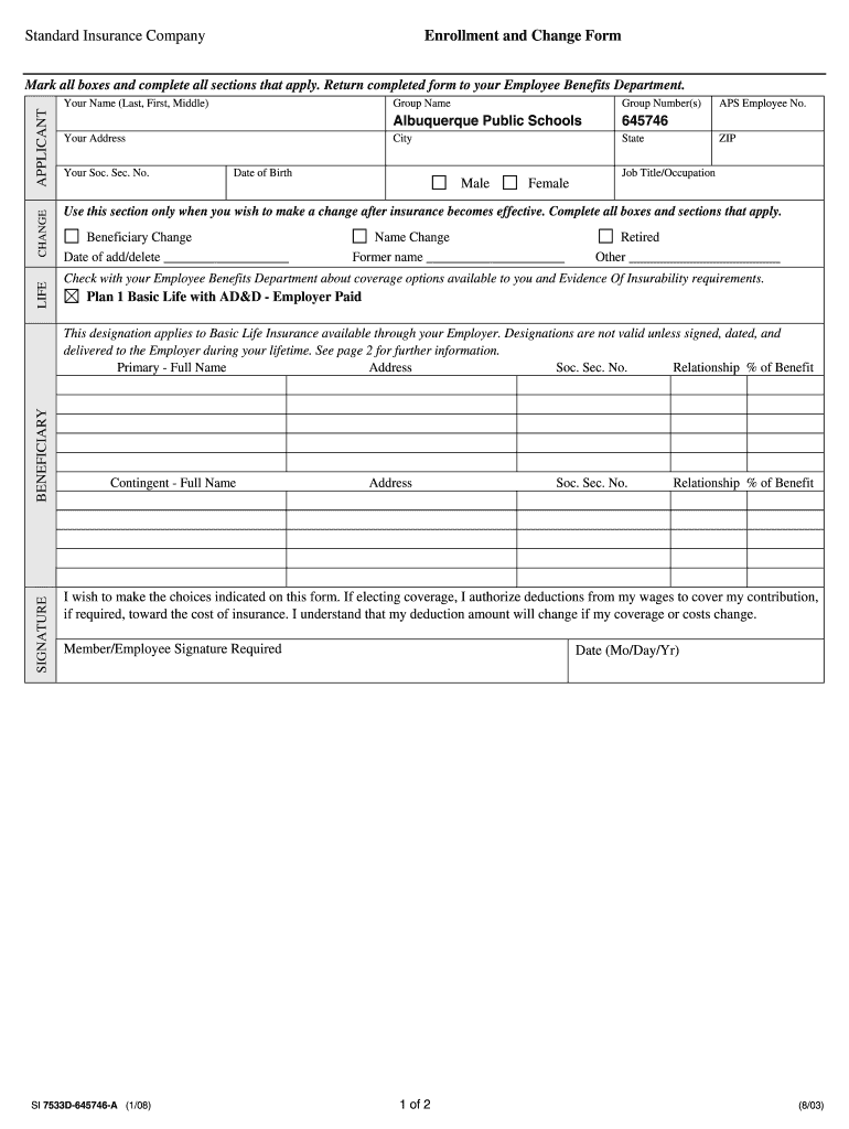 Enrollment and Change Form  Montana University System, 7533d643129 PDF