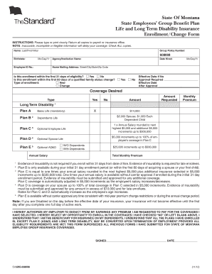 State of Montana State Employees&#039; Group Benefit the Standard  Form